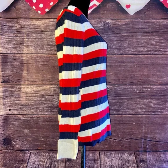 Striped & Stretchy Long Sleeve Sweater - Picture 3 of 6